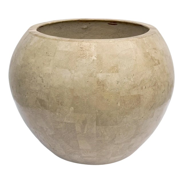 Postmodern Tessellated Stone Inlay Mod Cachepot / Planter Attrib. Maitland-Smith For Sale