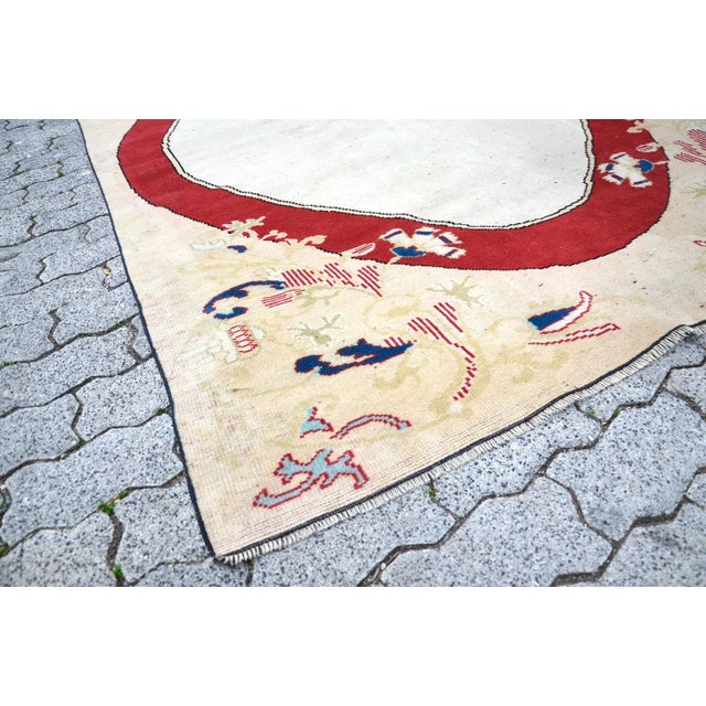Tan Vintage Geometric Turkish Rug For Sale - Image 8 of 11