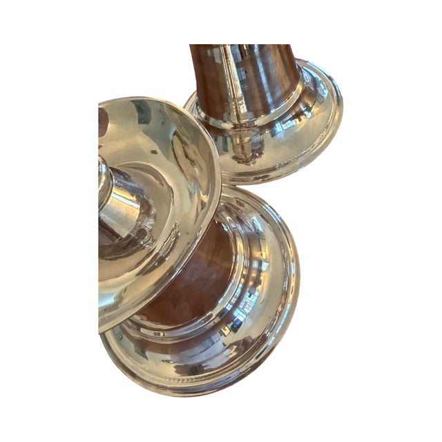 Monumental Silverplate Candlesticks Oversized Heavy Pair Classical Form For Sale - Image 9 of 13