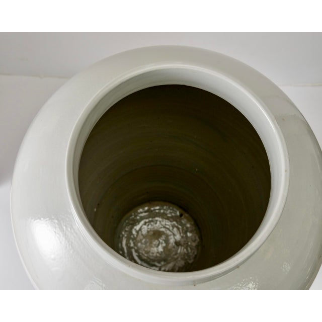 Ceramic Pair of Large White Glazed Ceramic Temple Jars With Domed Lids For Sale - Image 7 of 8