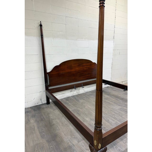Vintage King Size Councill Craftsman Chippendale Mahogany Carved Four Poster Bed For Sale - Image 4 of 10
