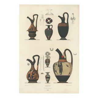 Albert Genick, Greek Jugs with Classical & Winged Figures, 1883, Lithograph For Sale