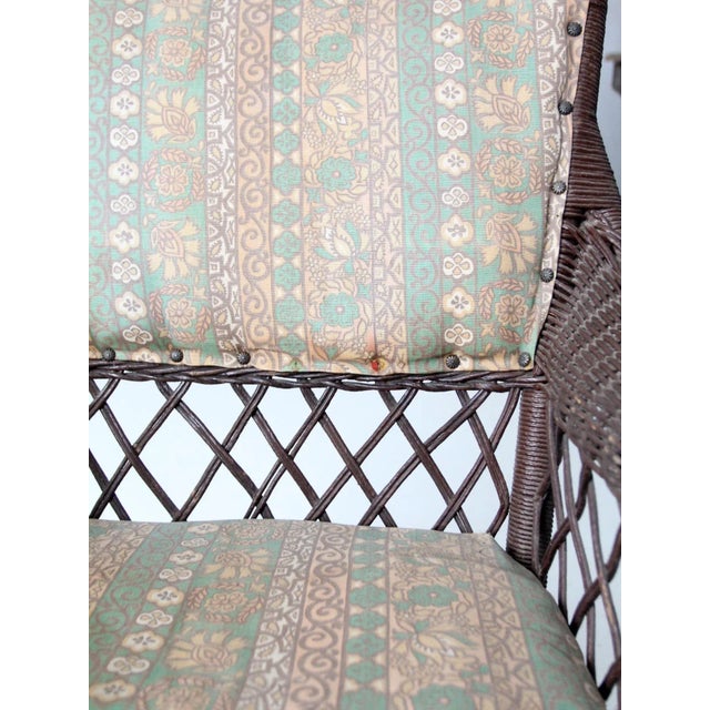Antique Wicker Rocking Chair With Cushion For Sale - Image 9 of 13