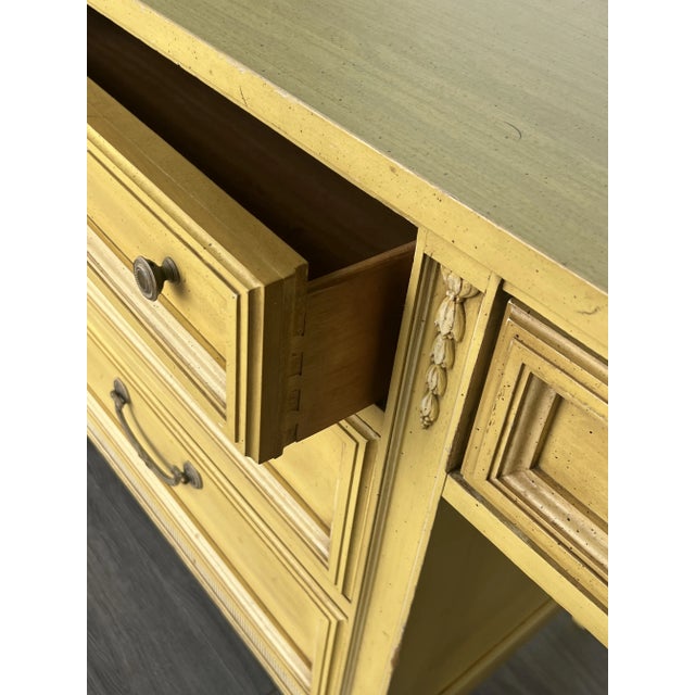 Wood Mid-Century Canary Yellow Desk of Four Drawers For Sale - Image 7 of 9