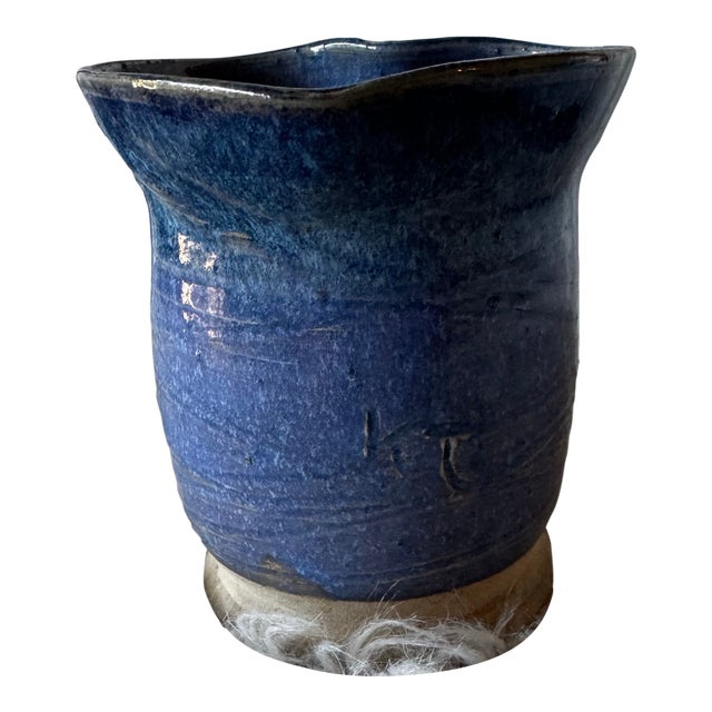 Vintage Studio Pottery Vase, Hand Form - Heart Shape, Signed For Sale