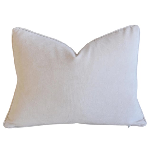Textile Blue, White & Gray Designer Thibaut Botanical Floral Tree of Life Feather/Down Pillow For Sale - Image 7 of 9