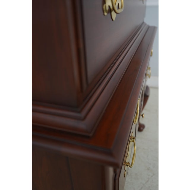 1980s Henkel Harris 3 Piece Cherry Queen Anne Highboy For Sale - Image 9 of 17