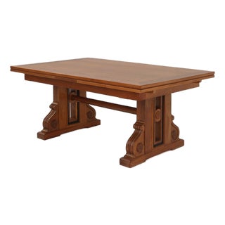 Vintage Art Deco Extendable Dining Table in Full Oak, 1940s For Sale