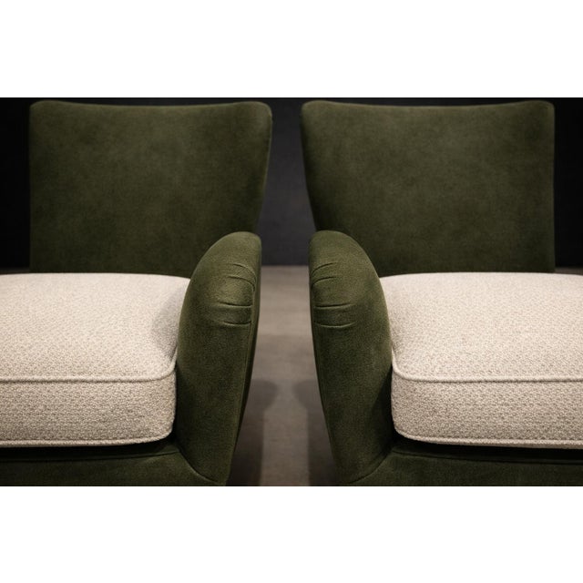 Olive Armchairs with Pouf in Caviúna Wood, Mohair & Bouclé by Carlo Hauner, Brazil, 1950s — Lot 209D For Sale - Image 8 of 17