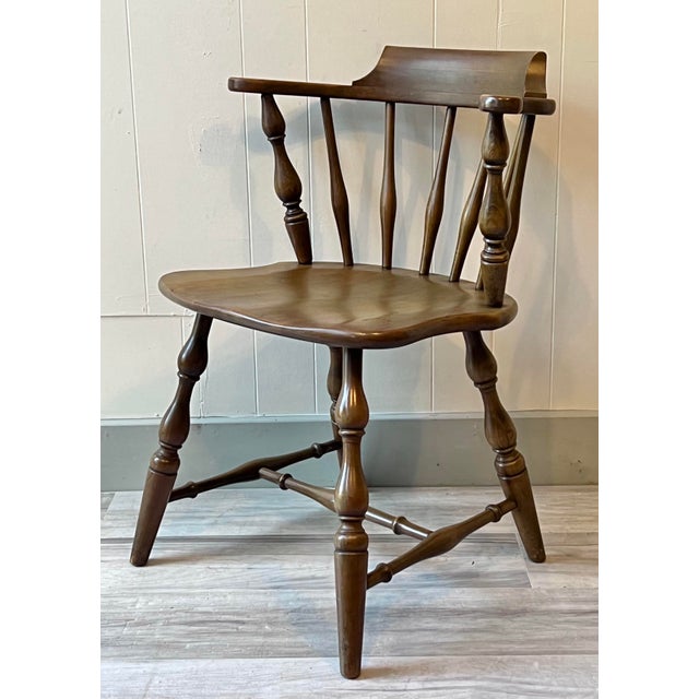 Vintage Cherry Windsor Captains Chairs Set of 4 Chairish