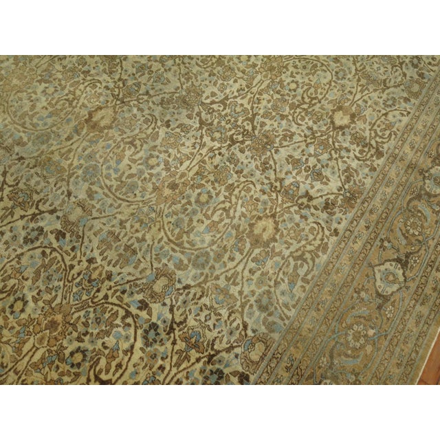 Blue Ivory Antique Persian Tabriz Hadji Jali-Li Rug - 9'2" x 12'4" For Sale - Image 8 of 10