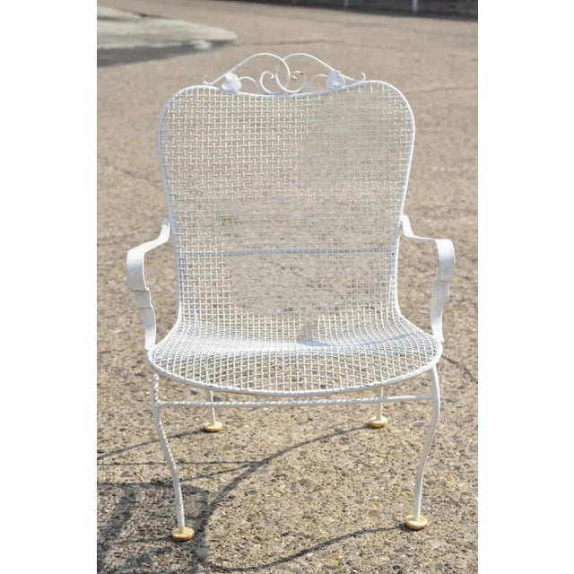 Vintage Russell Woodard Style Sculptura Mid Century Modern Iron Patio Dining Arm Chair. Circa Mid 20th Century....