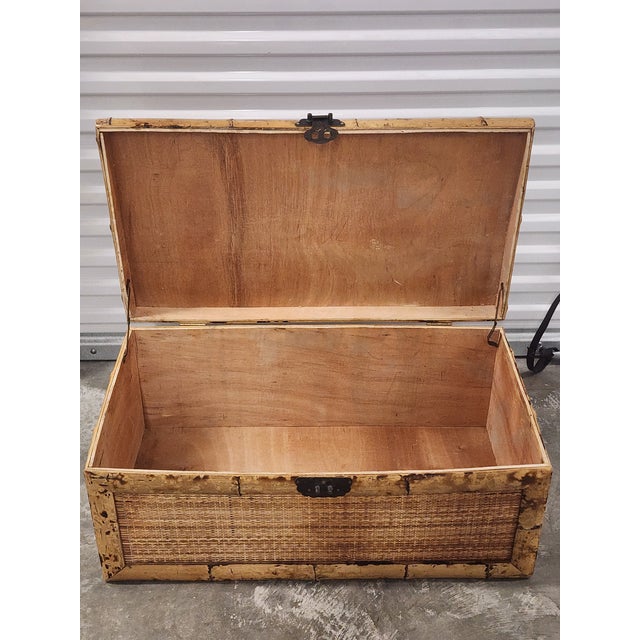 Mid Century Asian Bamboo & Rattan Trunk For Sale - Image 14 of 16
