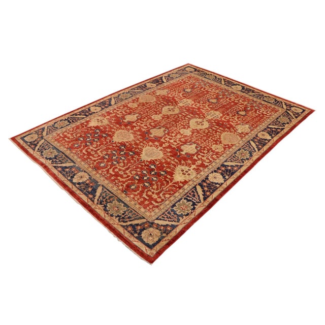 Textile 1990s Oriental Ziegler Red Blue Hand-Knotted Wool Rug - 9'10'' X 13'9'' For Sale - Image 7 of 8