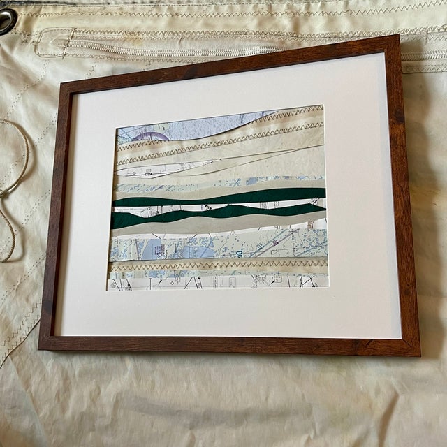 2020s Contemporary Semi-Abstract​ Mixed Media Nautical Sailcloth Landscape​ - By JJ-Hogan | Process of Discovery, Framed For Sale - Image 5 of 10
