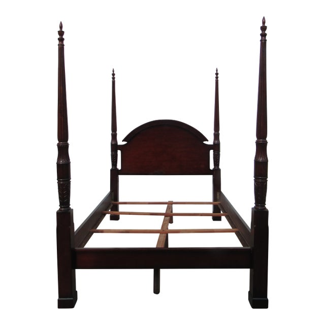 1980s Bombay Poster Mahogany Designer Queen Size Bed For Sale