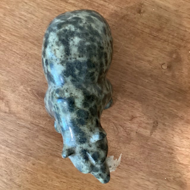 Mid 20th Century Mid 20th Century Serpentine Stone Inuit Sculpture Walking Bear With Fish For Sale - Image 5 of 12