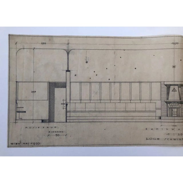 Freemasons Lodge Schwindgasse Working Drawings by Architects, Vienna, 1930, Set of 4 For Sale - Image 16 of 18