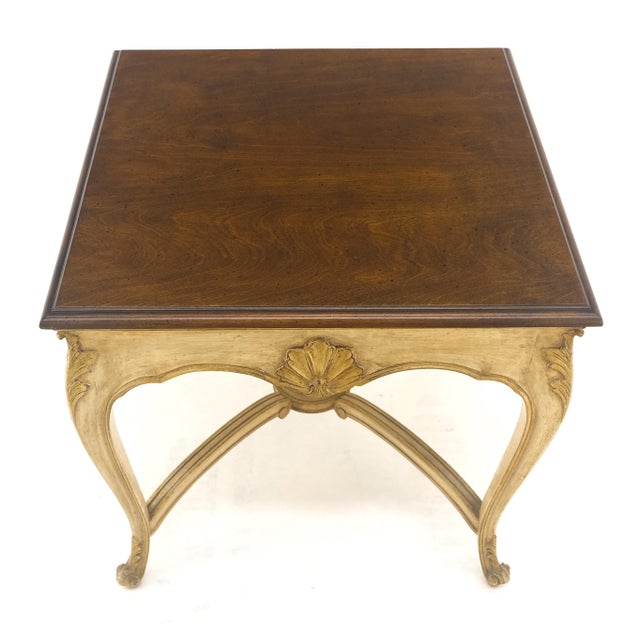 Heritage-Henredon Italian Carved Scallops Decorated 25" Square Cherry Top Sid End Occasional Table For Sale - Image 4 of 9