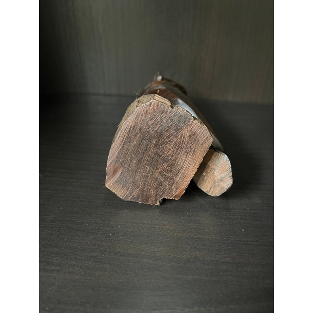 1970s 1970s Wooden Wise Owl Statue Carved From a Single Piece of Ironwood For Sale - Image 5 of 8