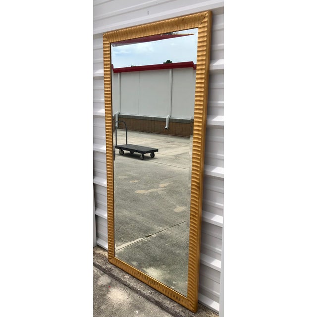 Wood Large Vintage Beveled Gold Solid Wood Full Length Mirror For Sale - Image 7 of 12