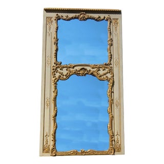 Large Louis XV Gilt and Lacquered Wood Trumeau, 19th Century For Sale
