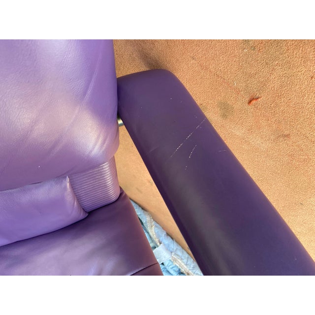 1990s Mario Bellini Vitra Figura Post Modern Purple Leather Desk Chair For Sale - Image 10 of 12