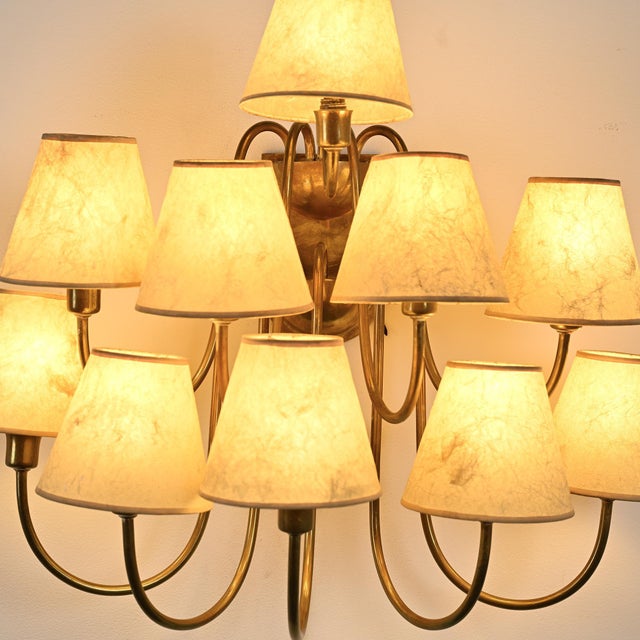 Brass 9-Arm Wall Light, France, 1950s For Sale - Image 15 of 17