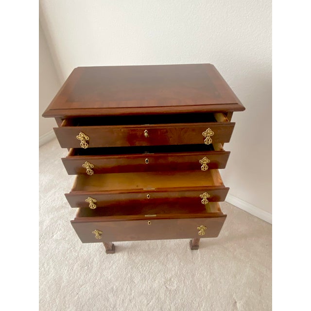 Hickory Chair Vintage James River Plantation Chippendale Style Burl Wood Mahogany Silverware Chest Mid 20th Century. For Sale - Image 9 of 15