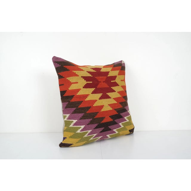 Mid-Century Modern Handmade Geometric Kilim Cushion For Sale - Image 3 of 5