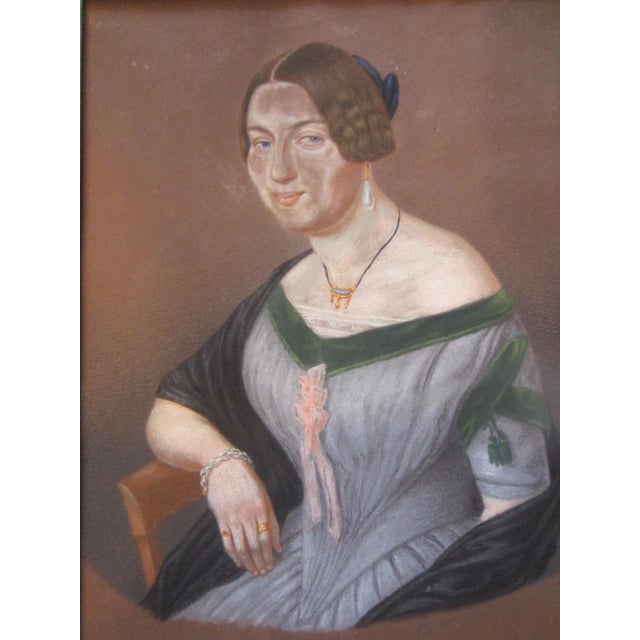 Figurative G L Lewin Pastel Gouache Portrait Signed Circa 1848 Rococo Gilt Frame For Sale - Image 3 of 14
