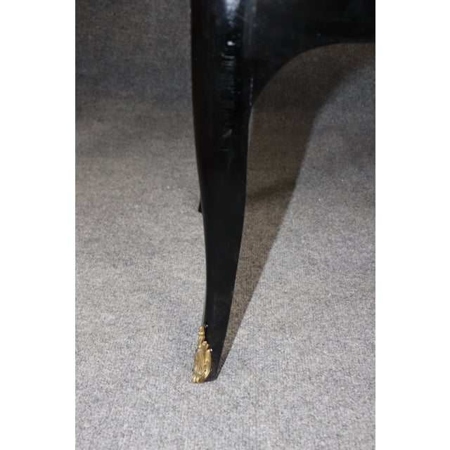 Pair Vintage Ebonized and Gilt Louis XV Style Brass Mounted Commodes by Bodart For Sale - Image 14 of 14