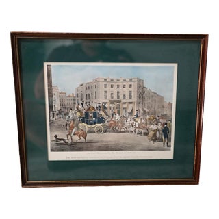 London Print Regent Street Hand Coloured Framed Art, 1930s For Sale