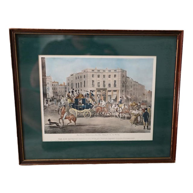 London Print Regent Street Hand Coloured Framed Art, 1930s For Sale