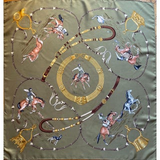 HERMÈS PAMPA Silk scarf designed by Jean De Fougerolles 1986 For Sale
