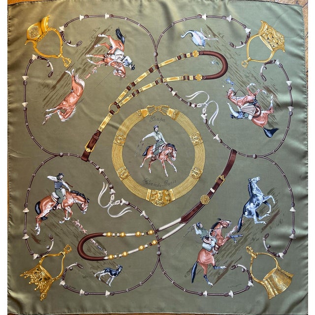 HERMÈS PAMPA Silk scarf designed by Jean De Fougerolles 1986 For Sale