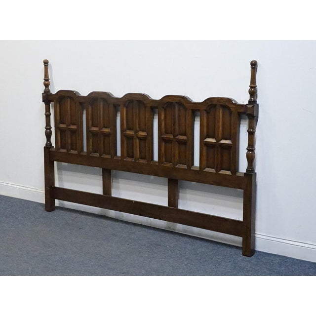 Mediterranean Century Furniture Solid Oak Spanish Mediterranean King Size Headboard For Sale - Image 3 of 5