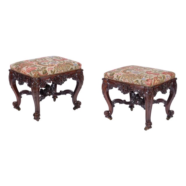 Set of Mahogany Banquette Side Tables, 1890s For Sale