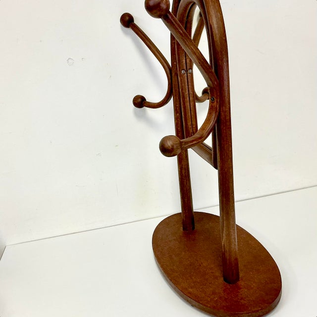 1940s Vintage Italian Boho Chic Bentwood Sticks and Ball Tabletop Mirror With Hat Rack, After Franco Albini For Sale - Image 9 of 16