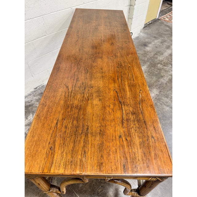 Vintage Boho Wood & Bamboo Console For Sale In Richmond - Image 6 of 8