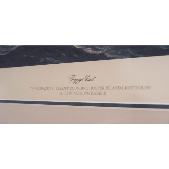 Traditional "Foggy Run" Sailboat Lighthouse Painting Print Signed John M Barber Numbered For Sale - Image 3 of 10