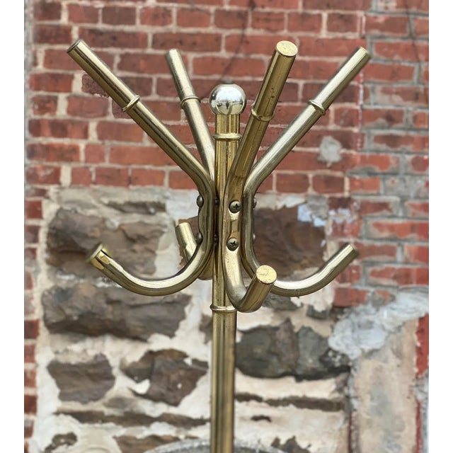 Vintage Hollywood Regency Faux Bamboo Gold Coat Rack Hall Tree, c.1970's - Pairs Nicely with Many Mid-Century Inspired...