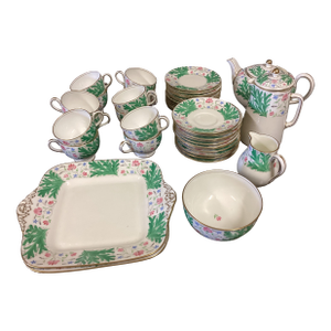 Vintage Green and White Wedgewood Tea Service - 44 pcs