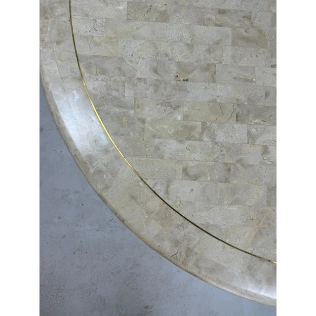 Metal Mid-Century Round Coffee Table in Stone and Brass For Sale - Image 7 of 13