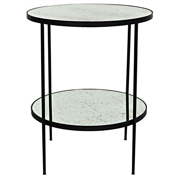 Contemporary NOIR Anna Side Table in Black Metal with Antique Glass For Sale - Image 3 of 9