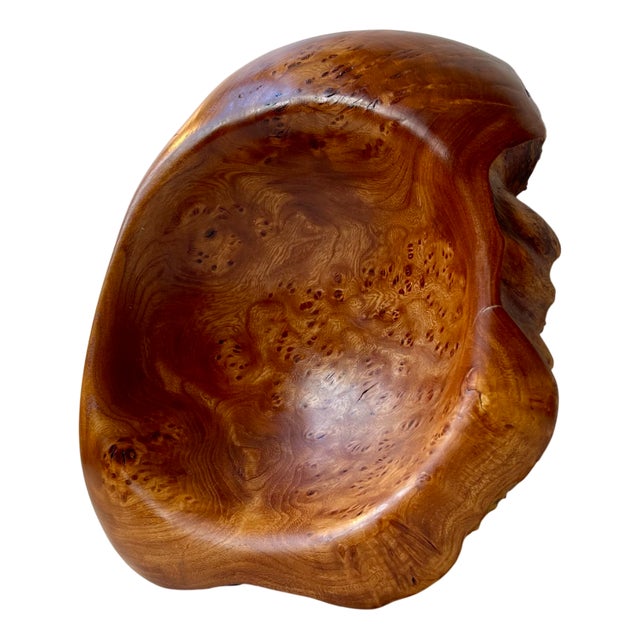 Vintage Swedish Natural Edge Burr Bowl in Elm, 1980s For Sale