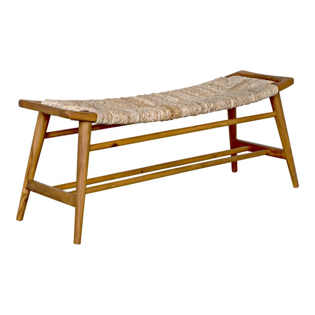 NOIR Stockholm Bench with Woven Seagrass For Sale
