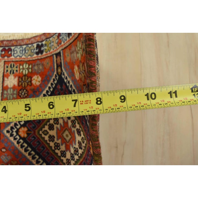 Textile Yalameh Rug 2’1” X 3’3” Orange Wool Vintage Tribal Hand-Knotted Carpet For Sale - Image 7 of 8
