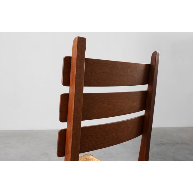 Wood Mid-Century Modern Belgian Chair in Oak and Wicker, 1960s For Sale - Image 7 of 18