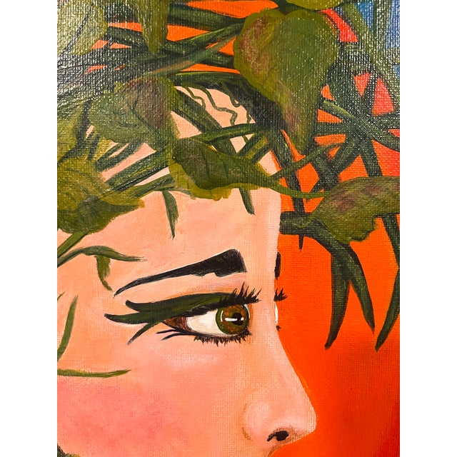 Blue 1990s– Woman With Grapes & Butterflies – Original Figurative Artwork For Sale - Image 8 of 12